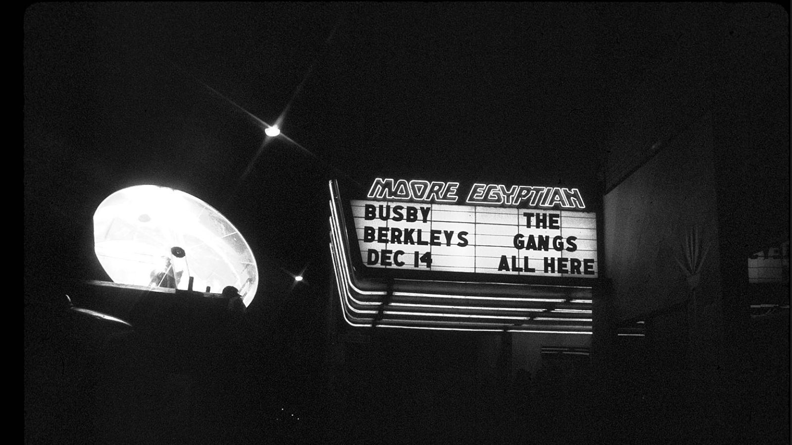 The Moore Egyptian marquee, annoucing director, Busby Berkeley's, The Gang's All Here (screened post-festival in December)
