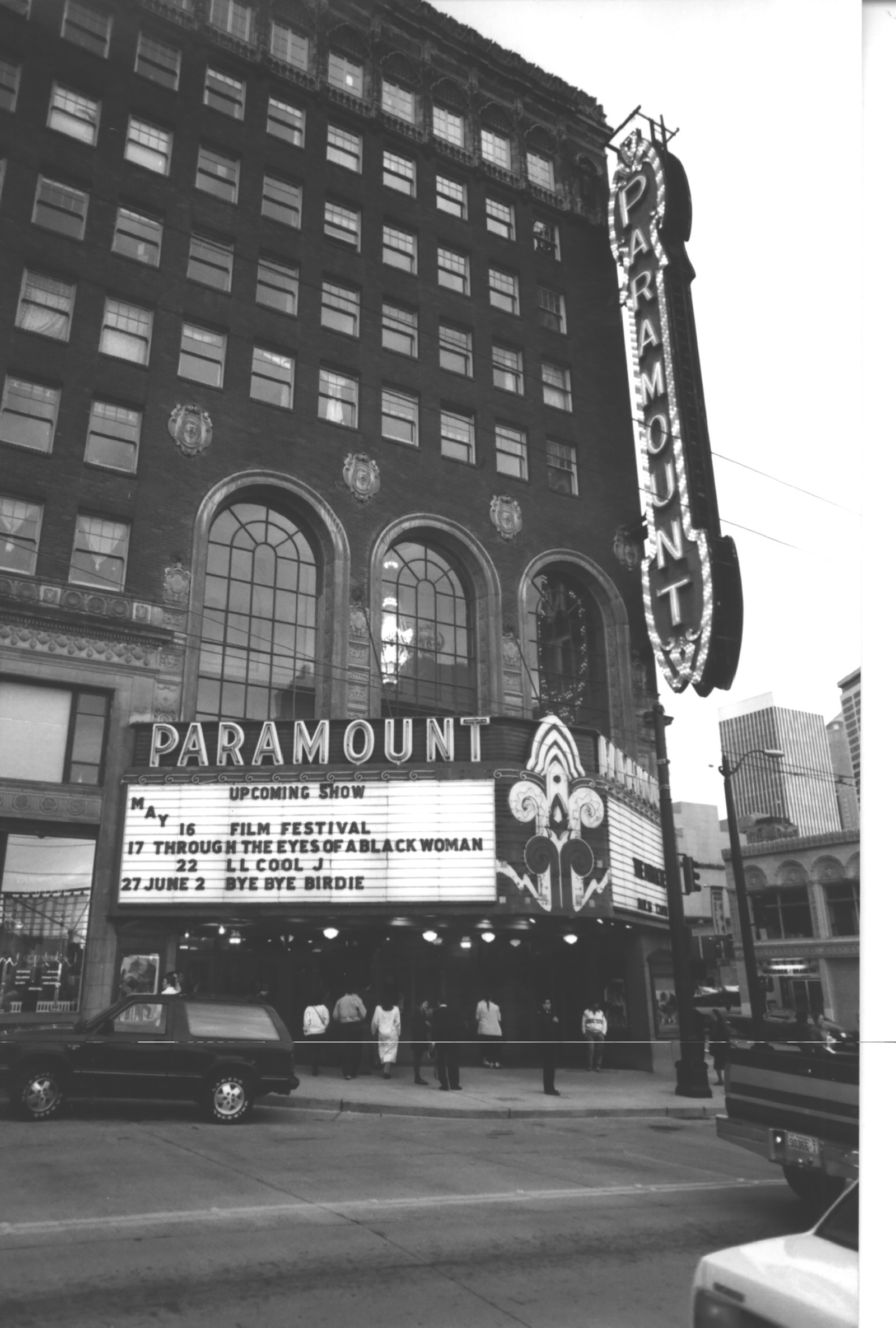 The Paramount marquee announcing Opening Night of the 17th Seattle International Film Festival