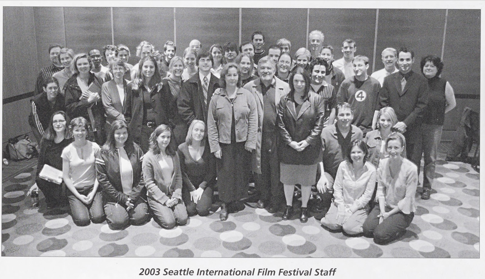 SIFF staff, including long-time programmers, Dan Doody (first year as a shorts programmer), Maryna Ajaja, and festival founder, Darryl Macdonald, not pictured is Beth Barrett, current Artistic Director, who served as copy editor in 2003