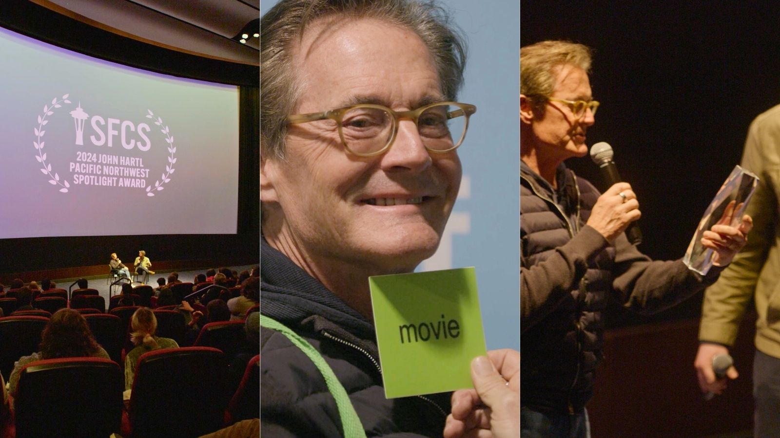 Kyle MacLachlan presented the SFCS John Hartl PNW Spotlight Award at SIFF